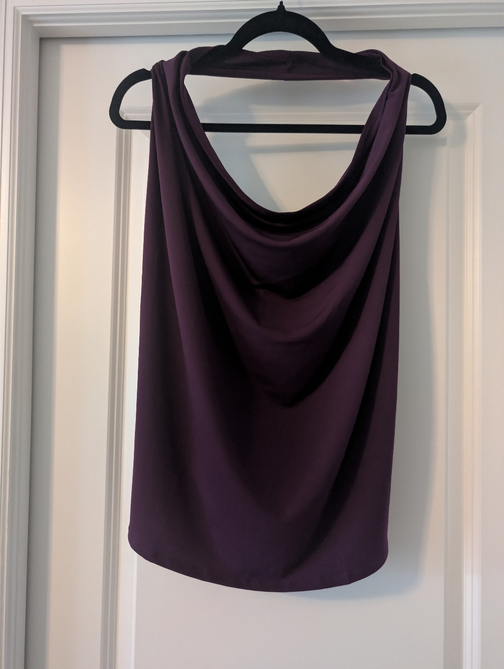 Draped Purple Cowl Neck Halter Top